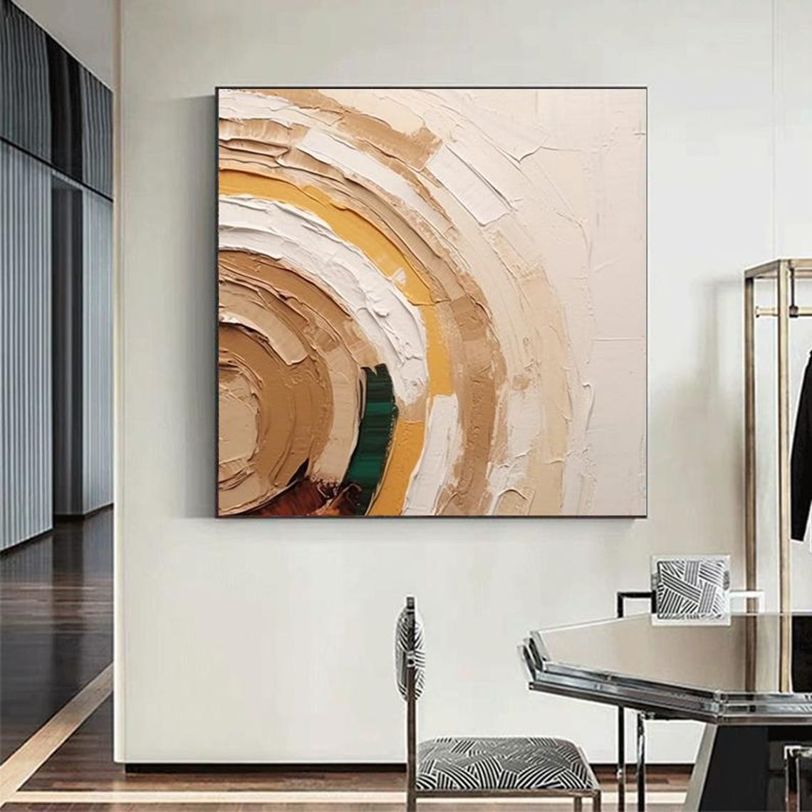 Beige Brown Arch Circular Minimalist Abstract 3D Textured Wall Poster - Image 6