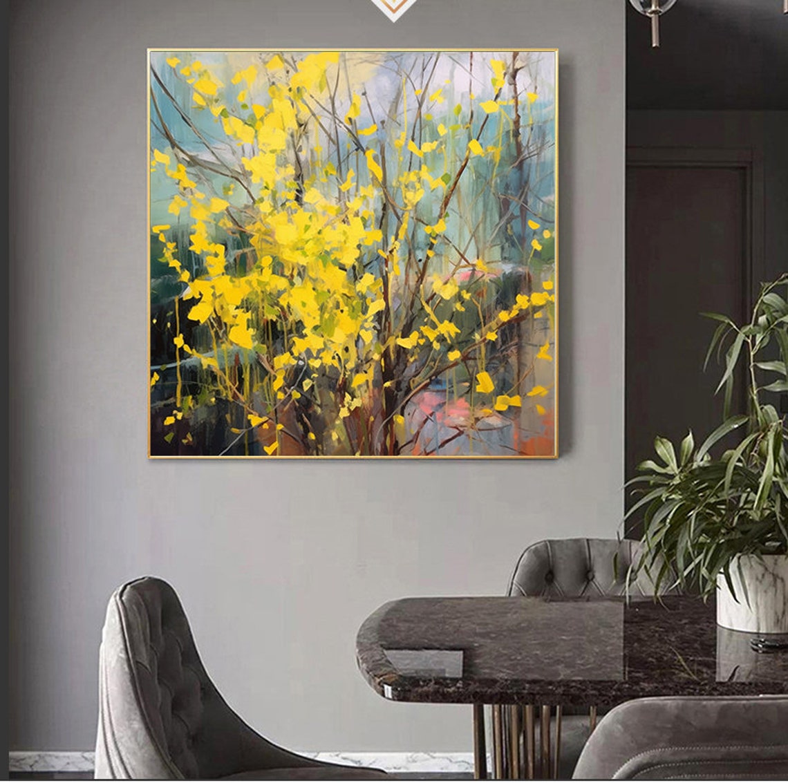 Yellow Forsythia Blossoms In My Garden Yellow Flowers Abstract Painting Yellow Hand Painted Wall Art Botanical Art Flower Painting On - Image 6