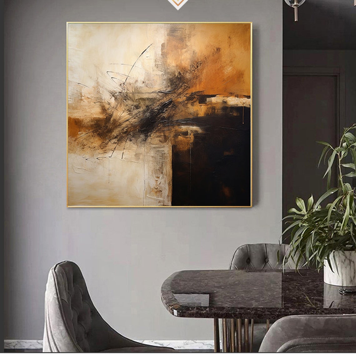 Beige Brown Dark Gestural Earth Tones Abstract Painting Poster - Image 7