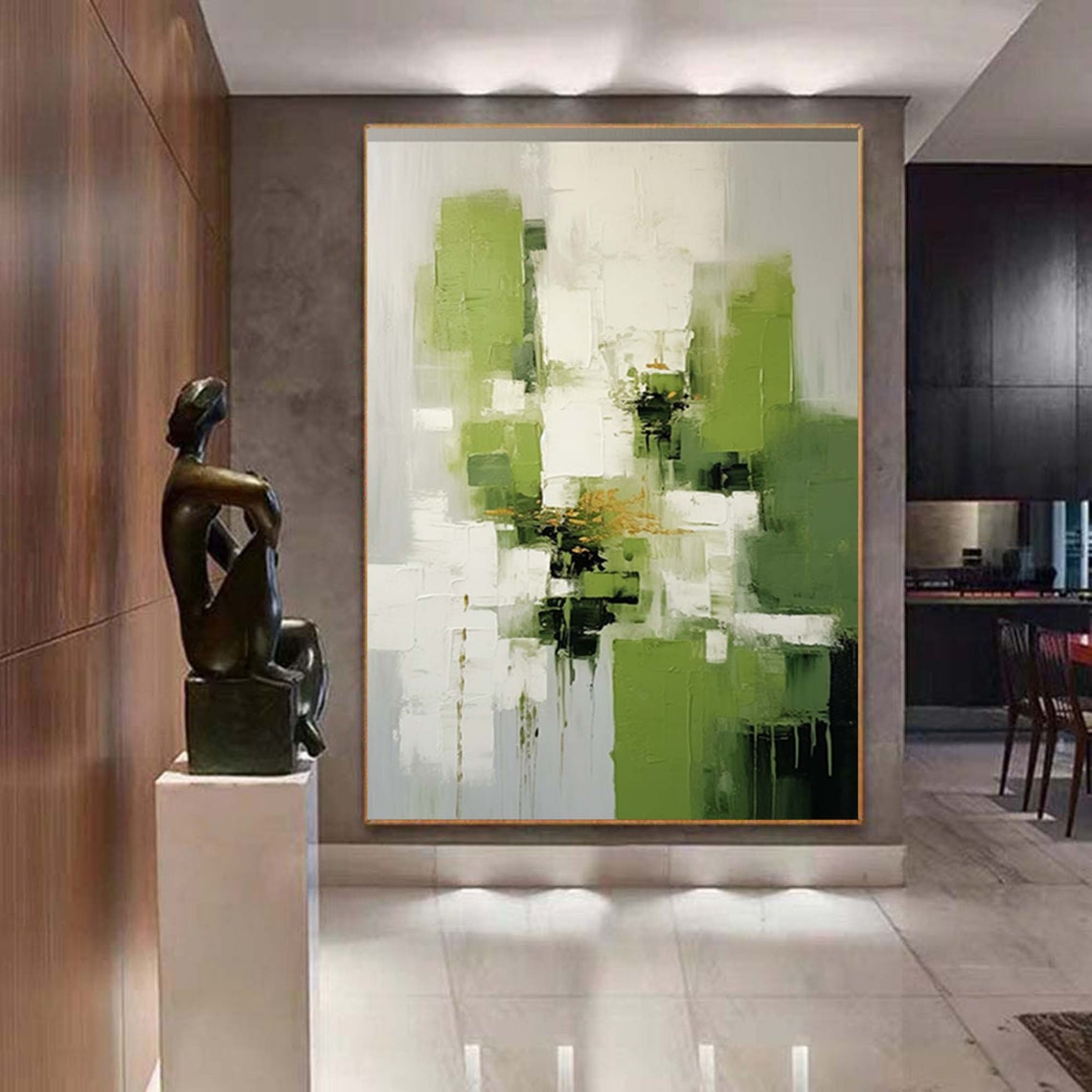 Green and White Textured Abstract Modern Botanical Wall Poster - Image 7