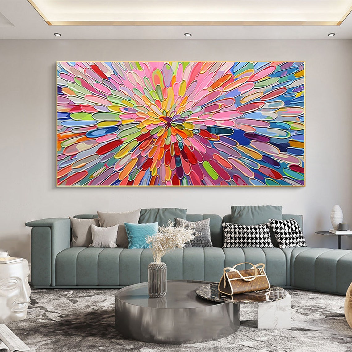 Rainbow Bloom Burst Multicolor Flower Mandala Abstract Art Poster - Image 7