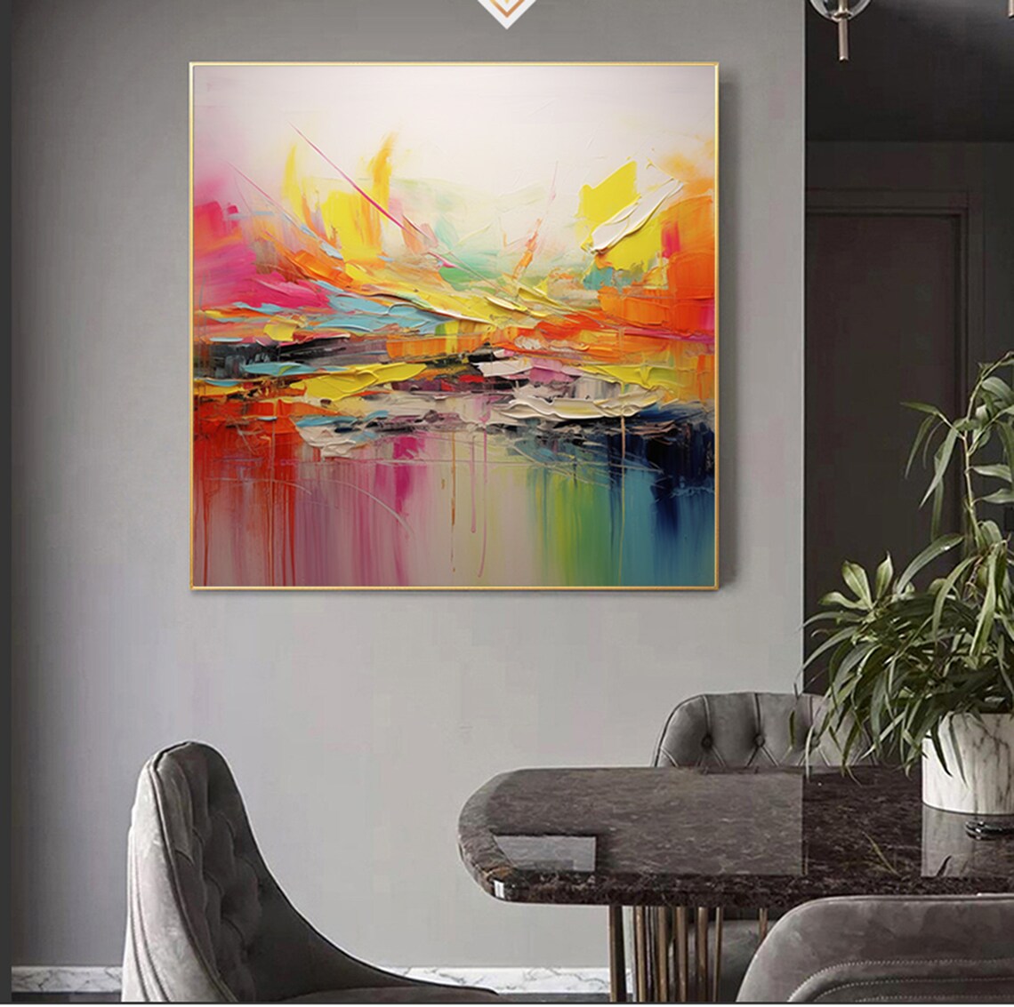Colorful Abstract Oil Painting, Impasto Art Print - Image 6