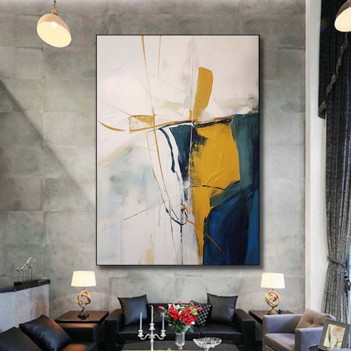 Yellow Painting Green Painting Original Abstract Painting Large Wall Painting Large Abstract Painting Living Room Decor Home Decor - Image 7