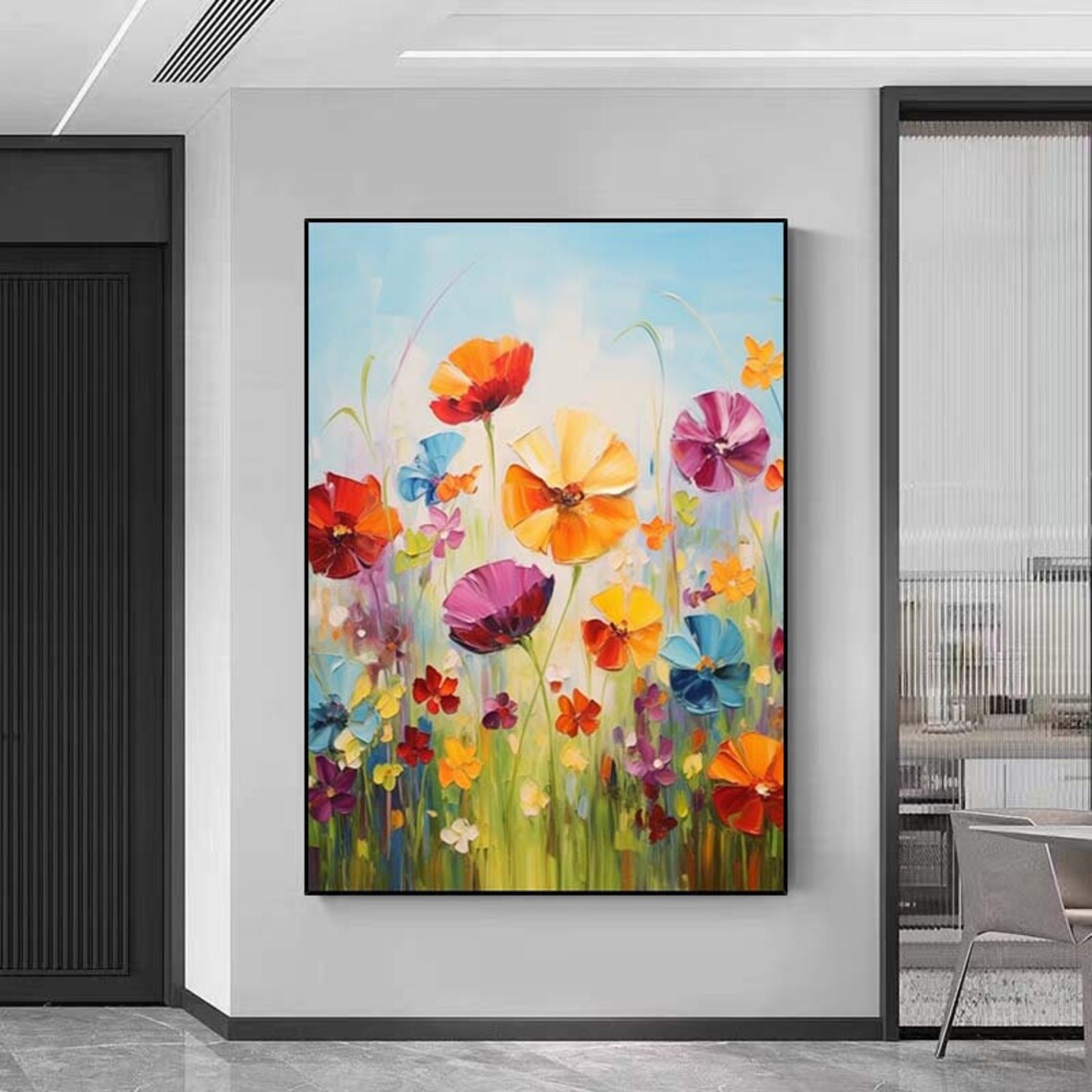 Cheerful Wildflower Meadow Oil Painting In Bright Colors Poster - Image 6