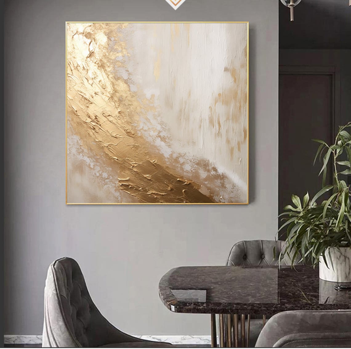 Gold Abstract Painting, White and Black Art Print - Image 6