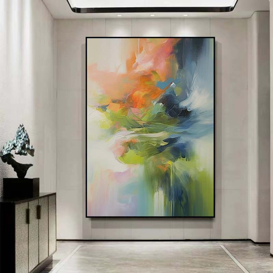 Peach Green Blue Soft Watercolor Blend Dreamy Abstract Poster - Image 2