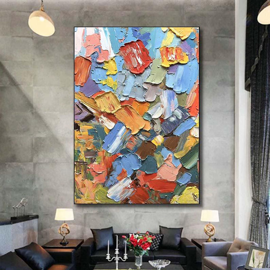 Colorful Paint Chips Blue Orange Textured 3D Abstract Wall Poster - Image 5