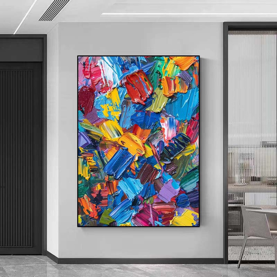 Knife Painting Abstract Texture Art Print, Colorful - Image 5