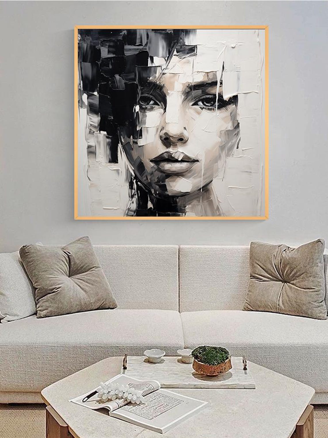 Black and White Woman Face Abstract Portrait Modern Art Poster - Image 5