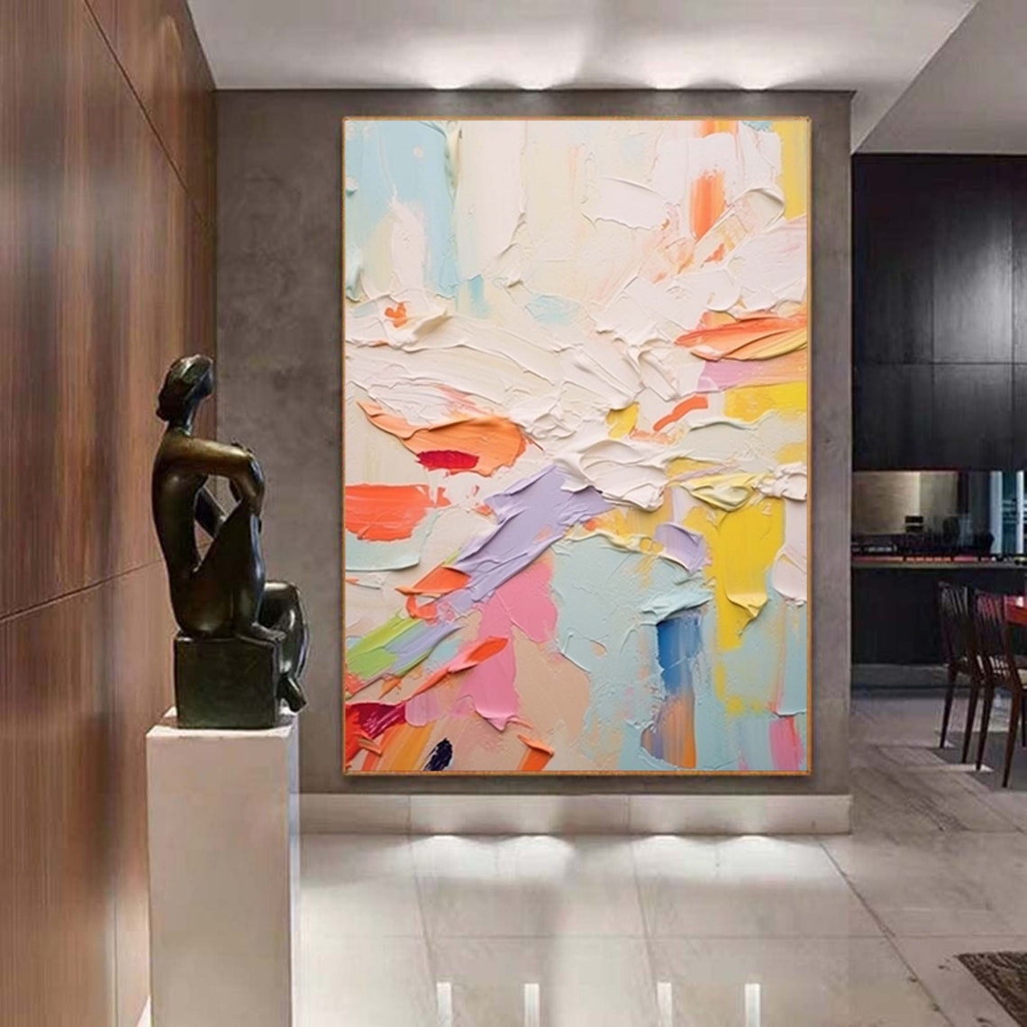 Soft Pastel Pink Yellow Lavender Abstract Modern Painting Poster - Image 6