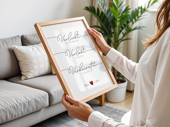 Personalized German Love Story Milestone Dates Couple Art Poster