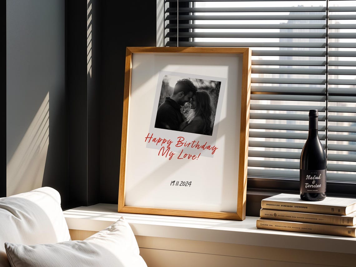 Personalized Happy Birthday My Love Romantic Couple Photo Poster