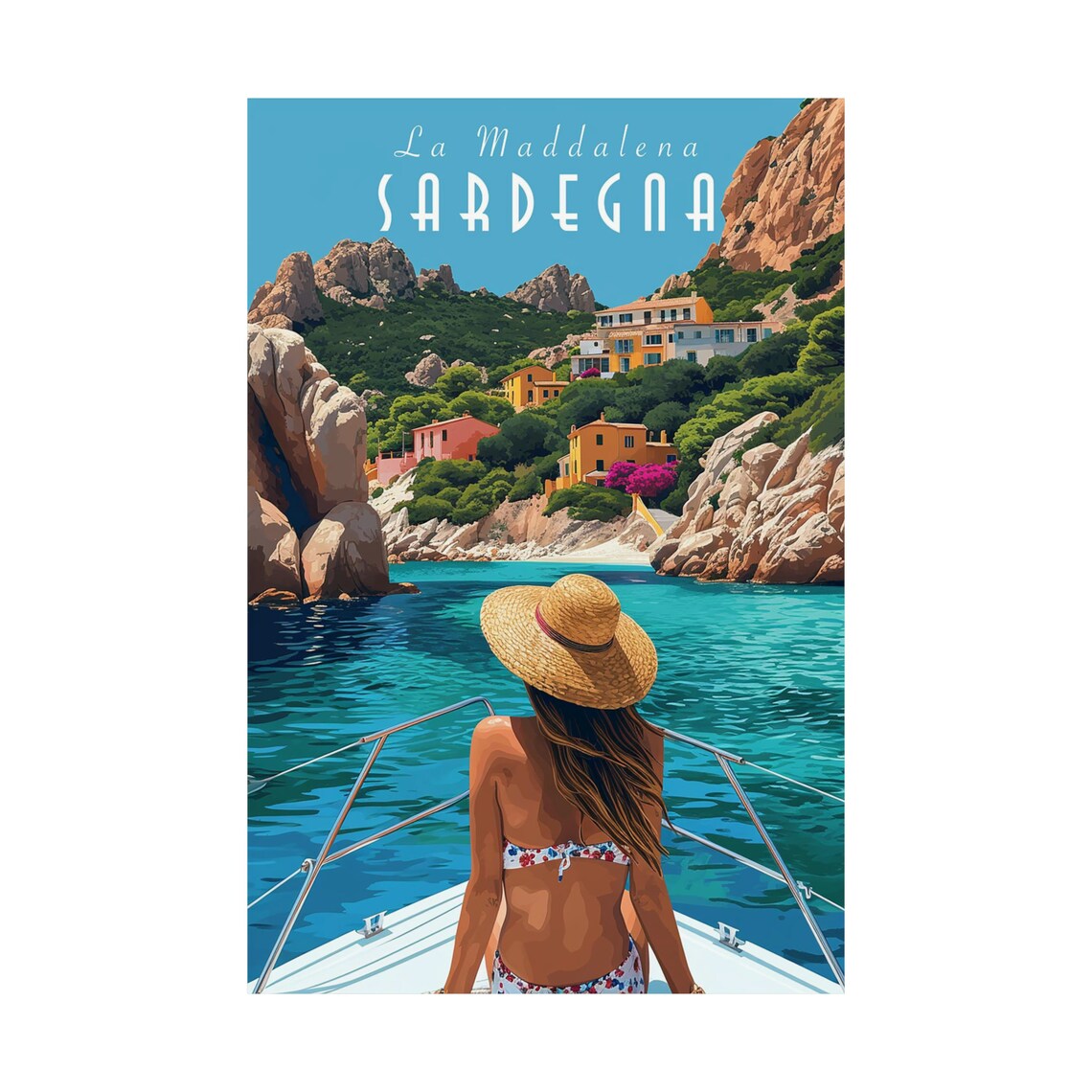 Sardinia La Maddalena Italy Travel Poster Print