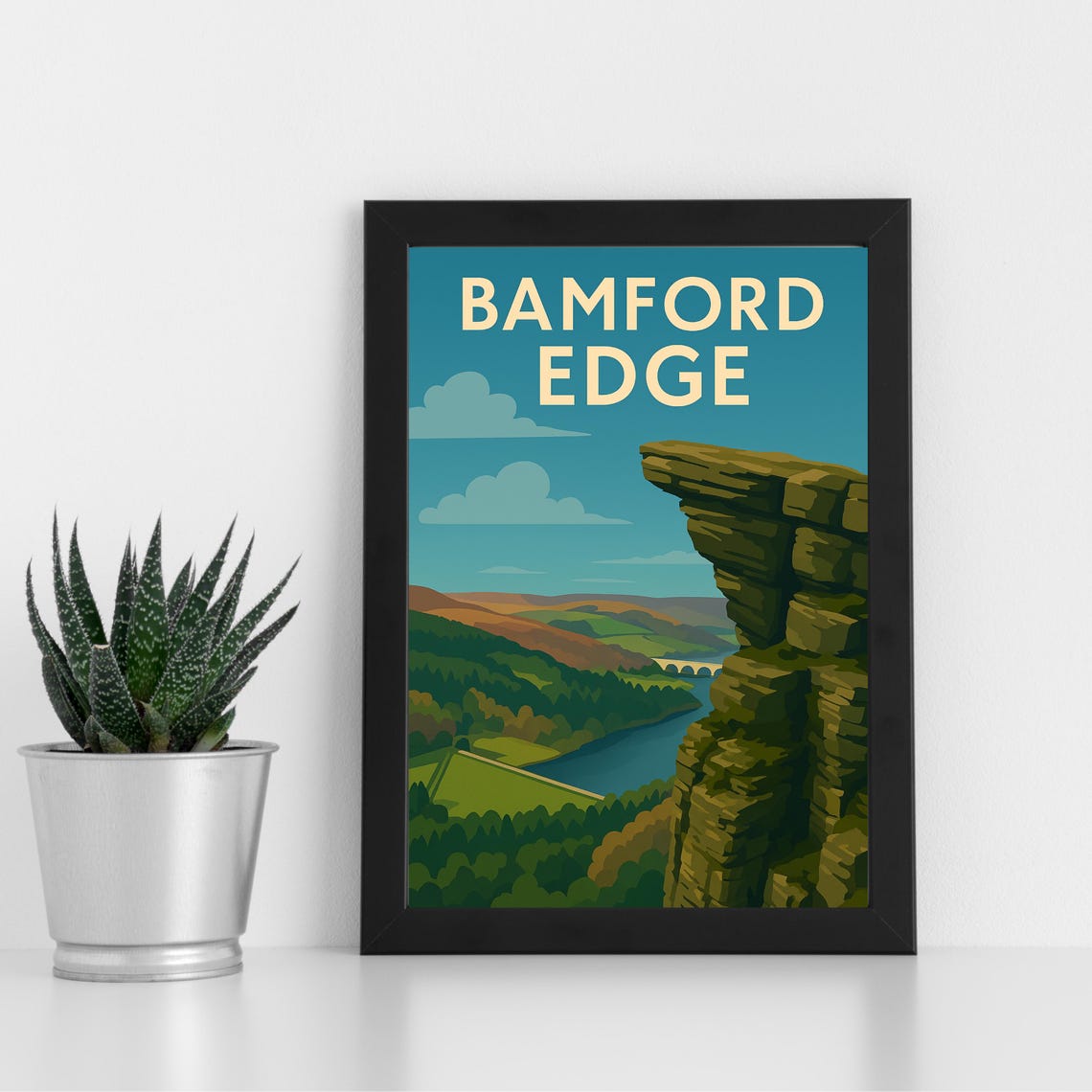 Bamford Edge Peak District Gritstone Crags Valley View Poster