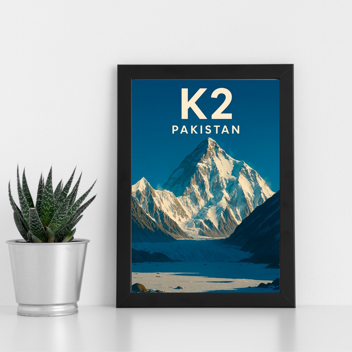 K2 Pakistan Snow Capped Mountain Summit Climbing Adventure Art Poster
