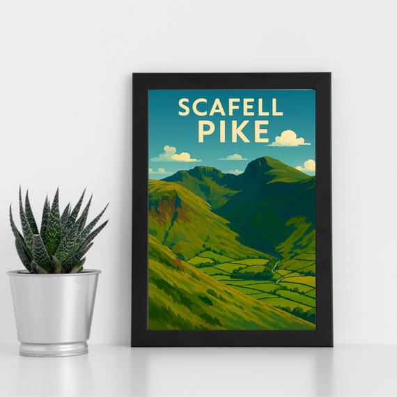 Scafell Pike Print Artwork L Lake District Mountain Custom Poster Postcard Framed Greeting Card Portrait