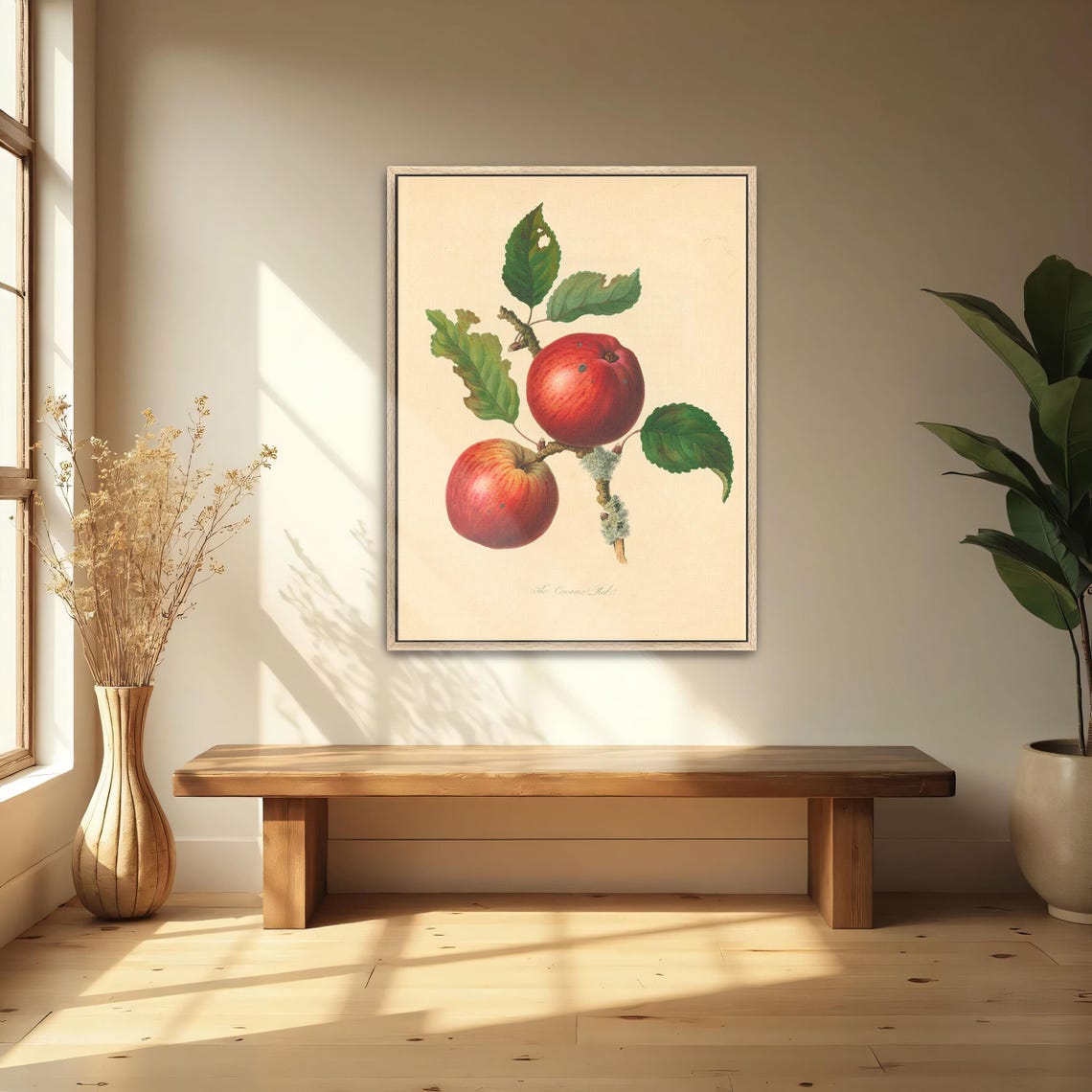 Two Red Apples On A Branch Antique Botanical Illustration Art Poster - Image 5