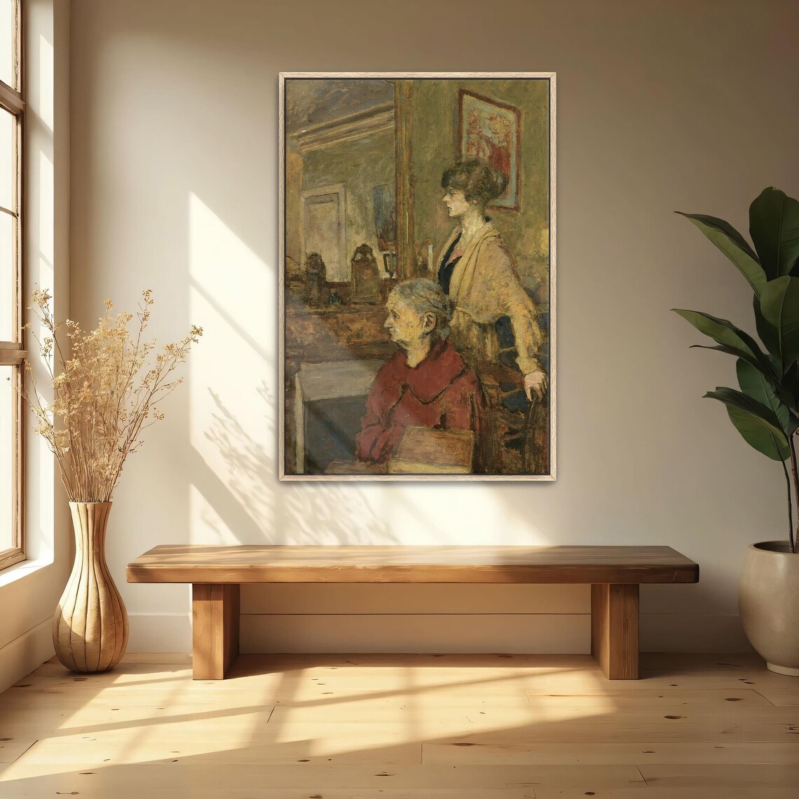 Two Women Conversing In A Warm Fireplace Interior Vintage Poster - Image 4