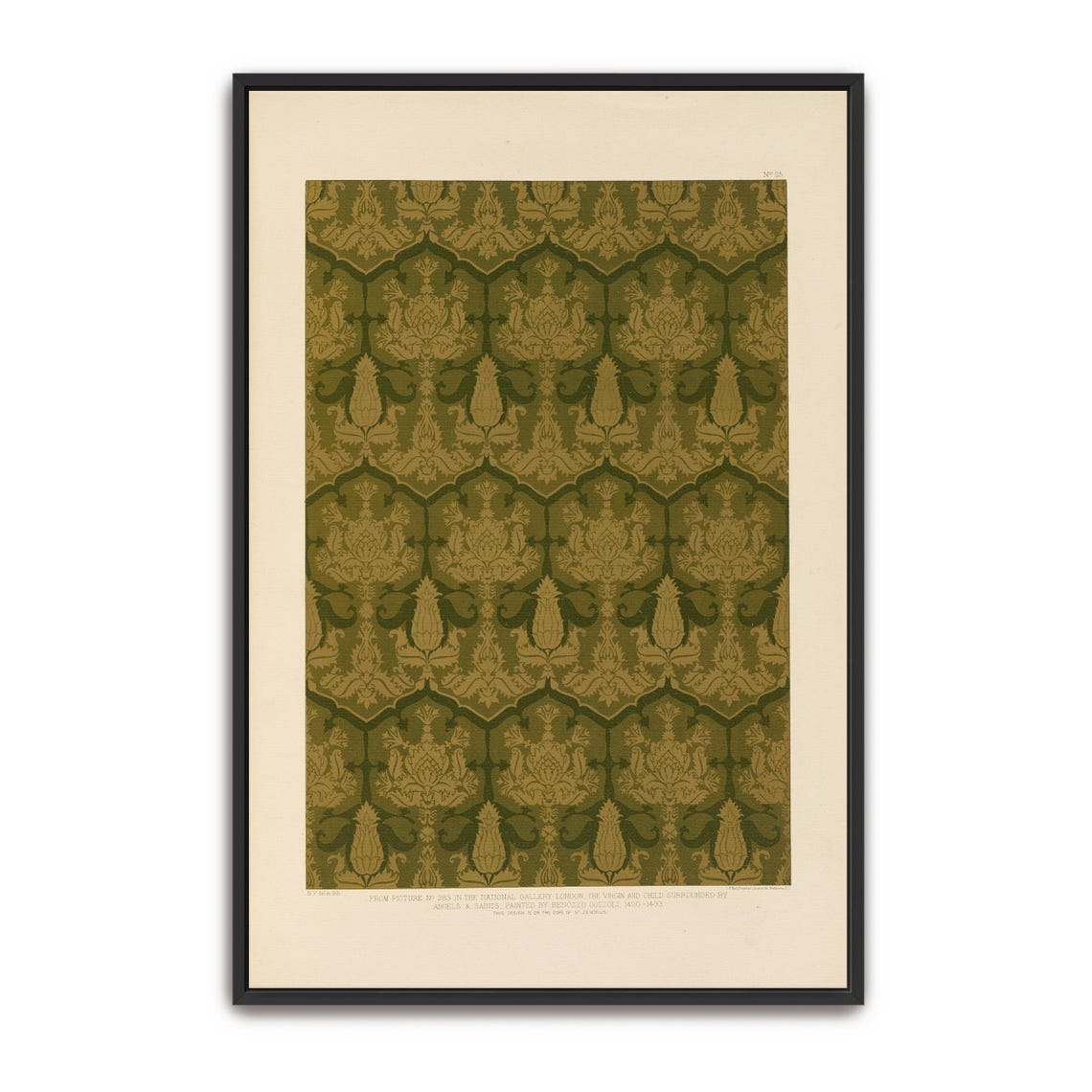 Green And Gold Damask Floral Pattern Renaissance Study Poster