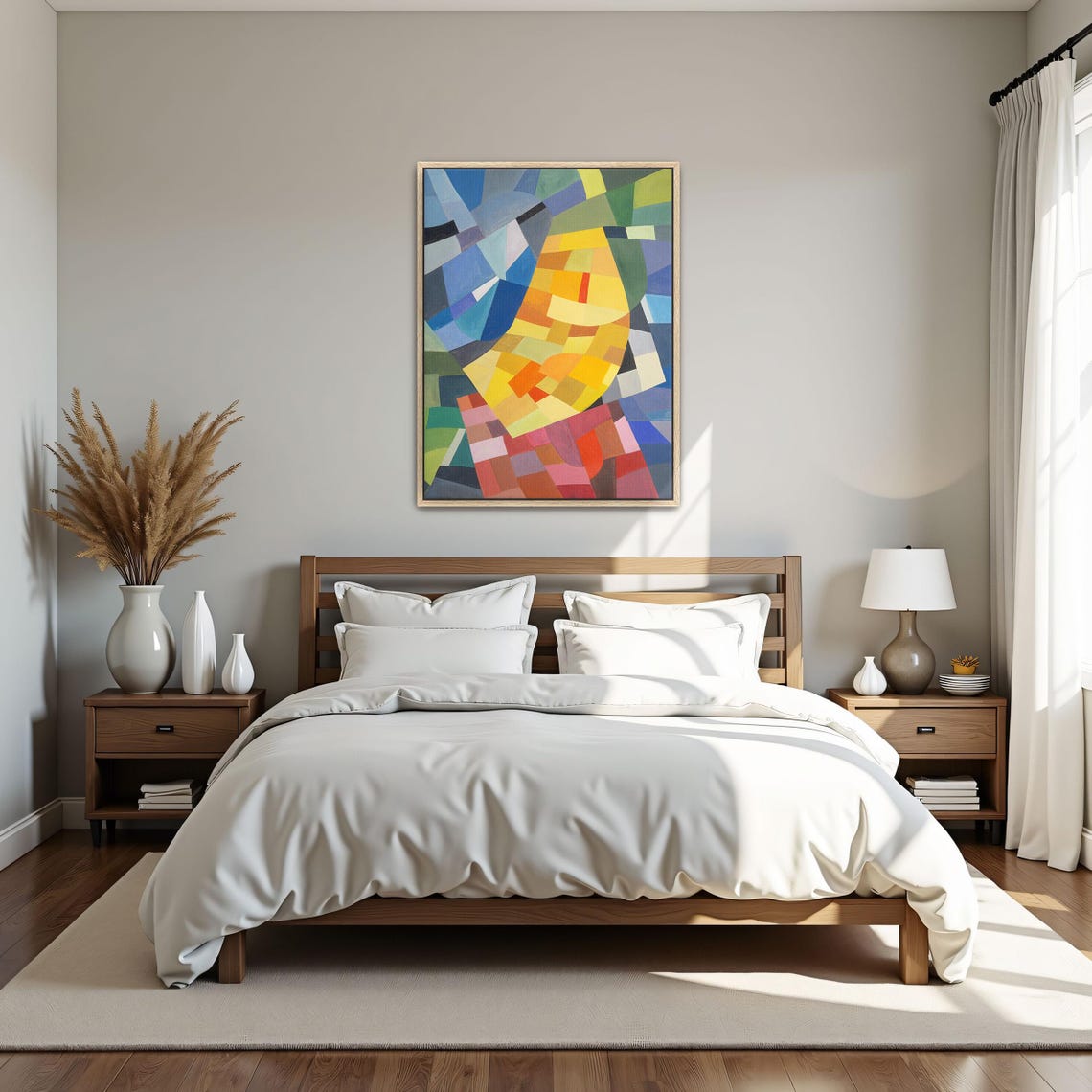 Framed Print Of Abstract Geometric Painting With Yellow And Red Geometric Print Yellow And Blue Living Room Decor - Image 5