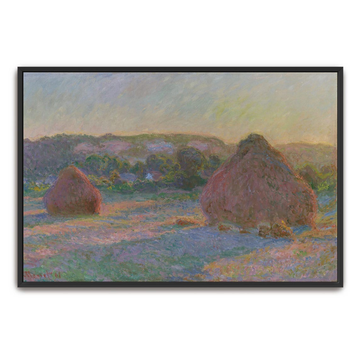 Claude Monet Haystacks In A Field At Golden Sunset Glow Poster