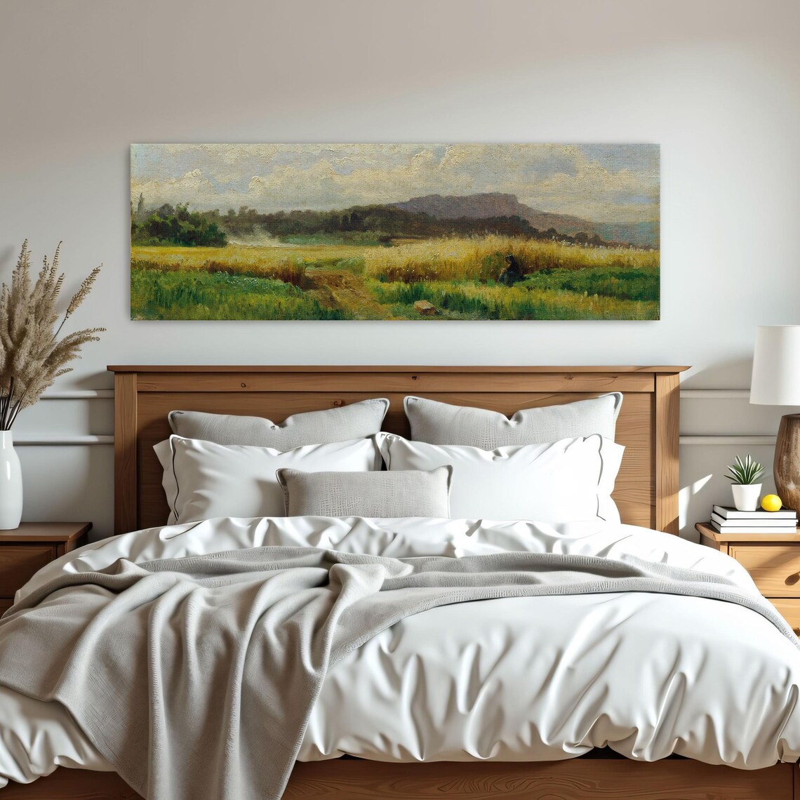 Rural Landscape Painting Of A Woman Harvesting In A Golden Wheat Field Poster - Image 3