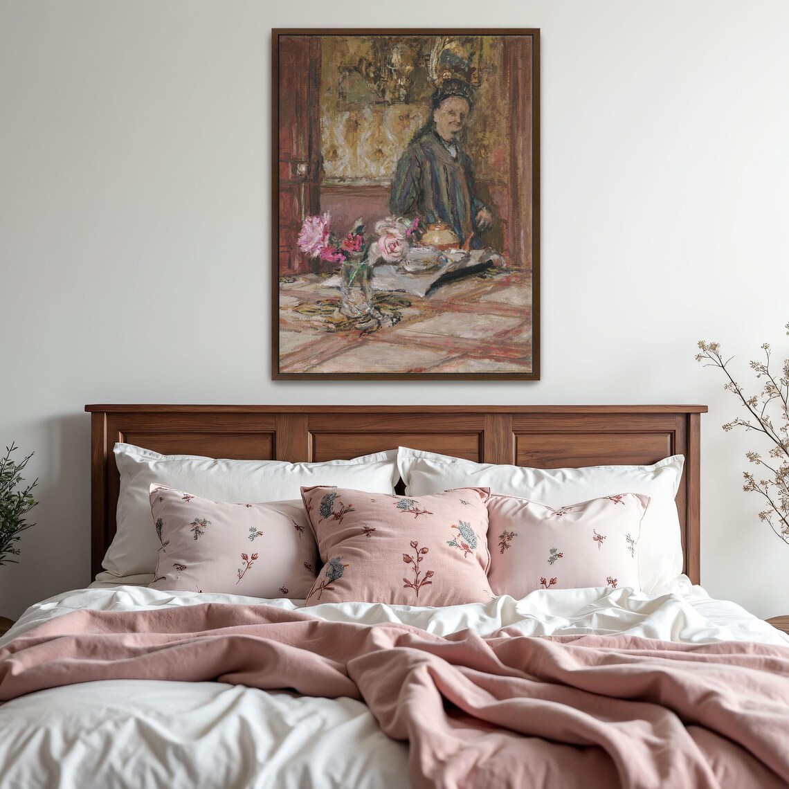 Woman Arranging Pink Roses In An Impressionist Interior Scene Poster - Image 5