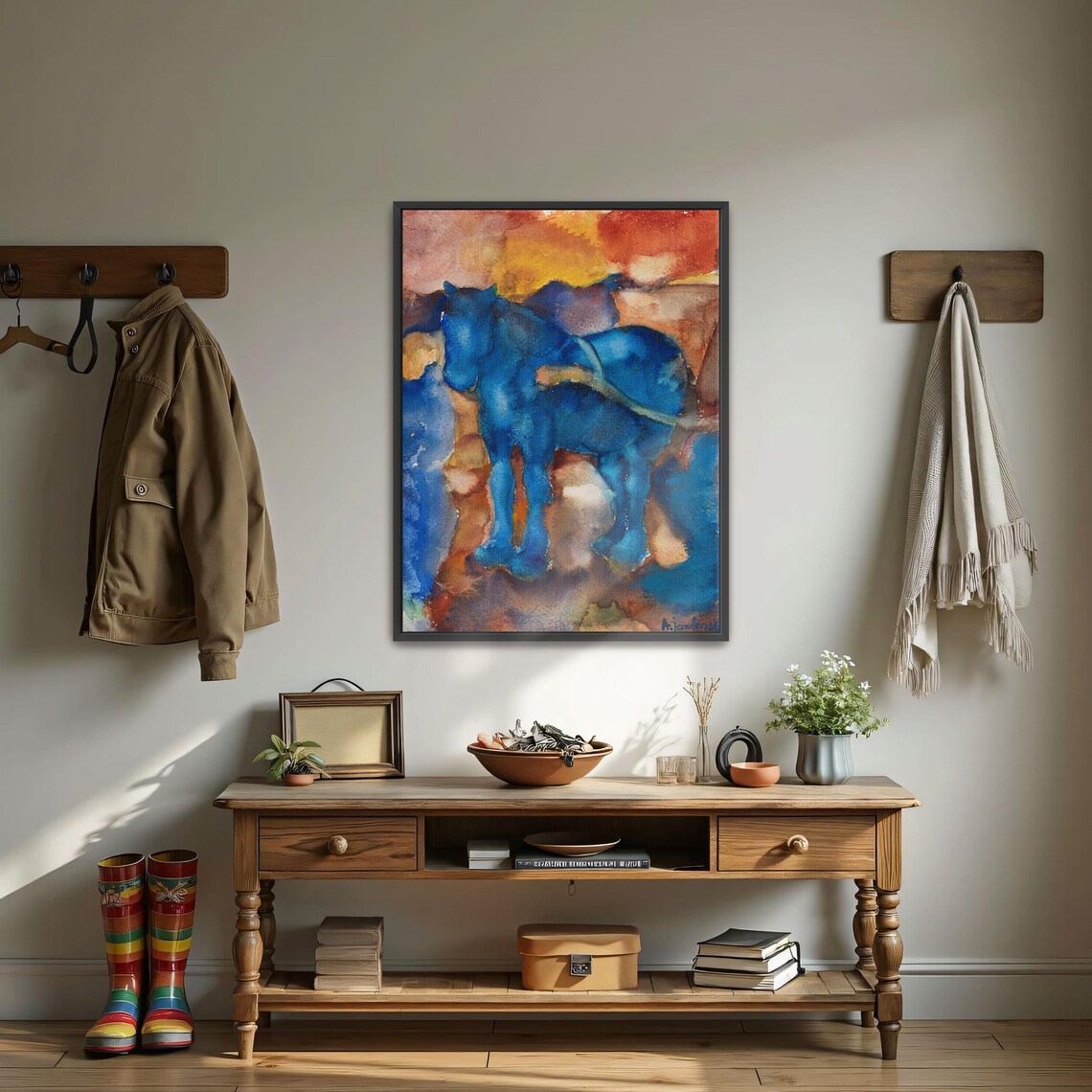 Alexej von Jawlensky Blue Horse Watercolor Expressionist Art Poster - Image 3