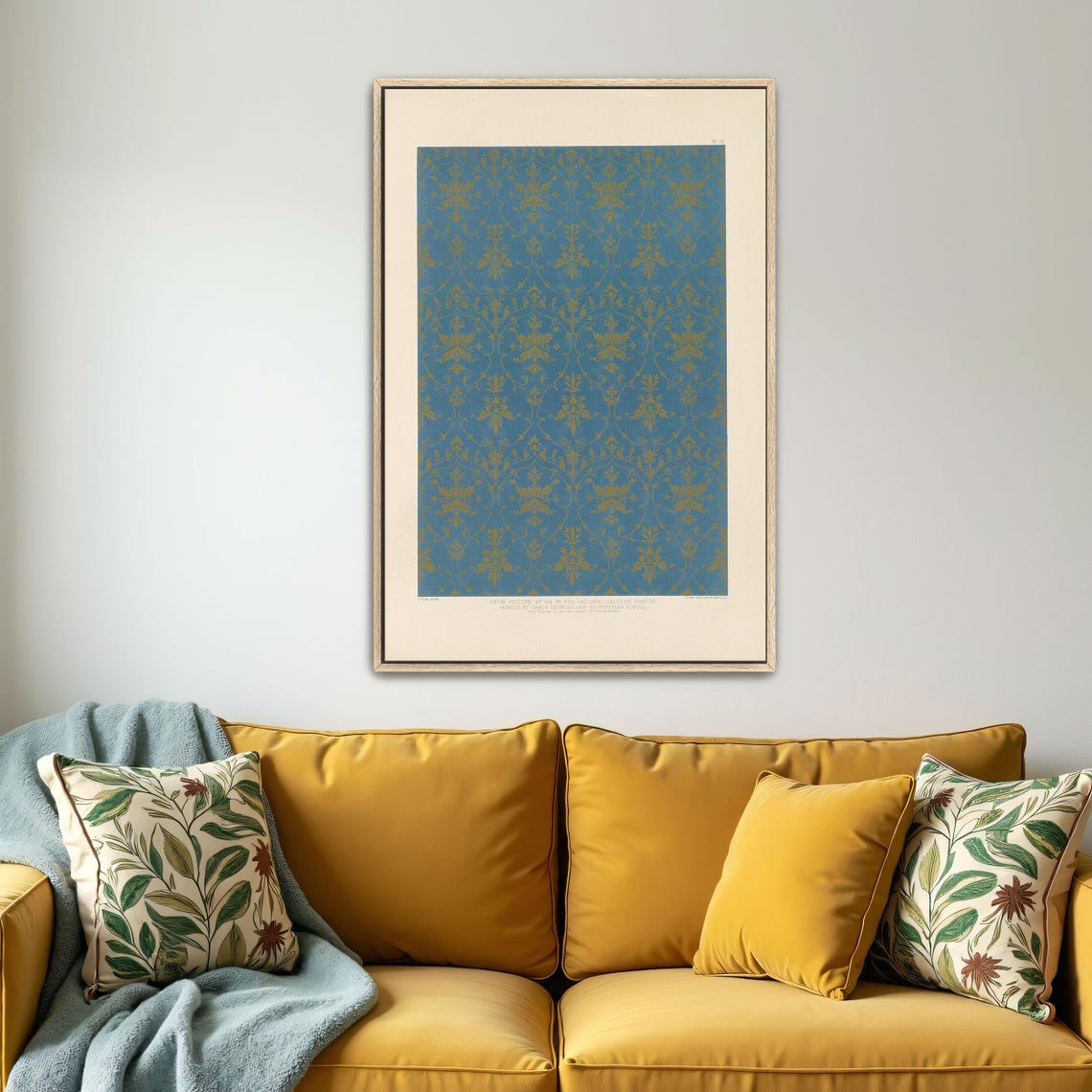 Large Framed Print Of Blue And Gold Floral Pattern Pattern Fine Art Print Blue And Gold Living Room Art Print Geometric Decor - Image 4