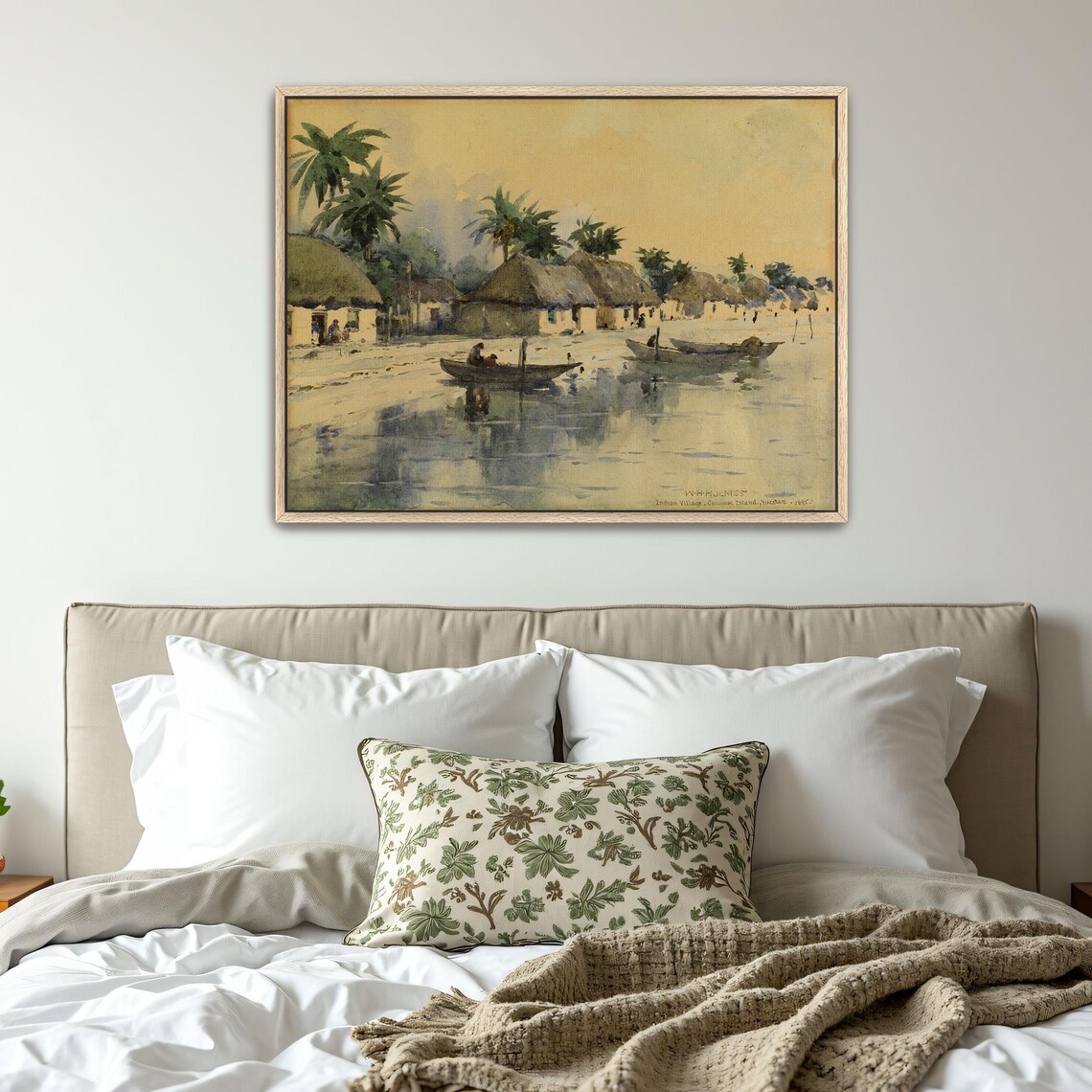 Coastal Fishing Village Watercolor Tropical Palm Shore Poster - Image 5