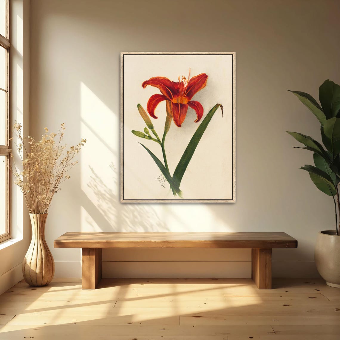 Fiery Orange Daylily Vintage Botanical Illustration Flower Poster - Image 5