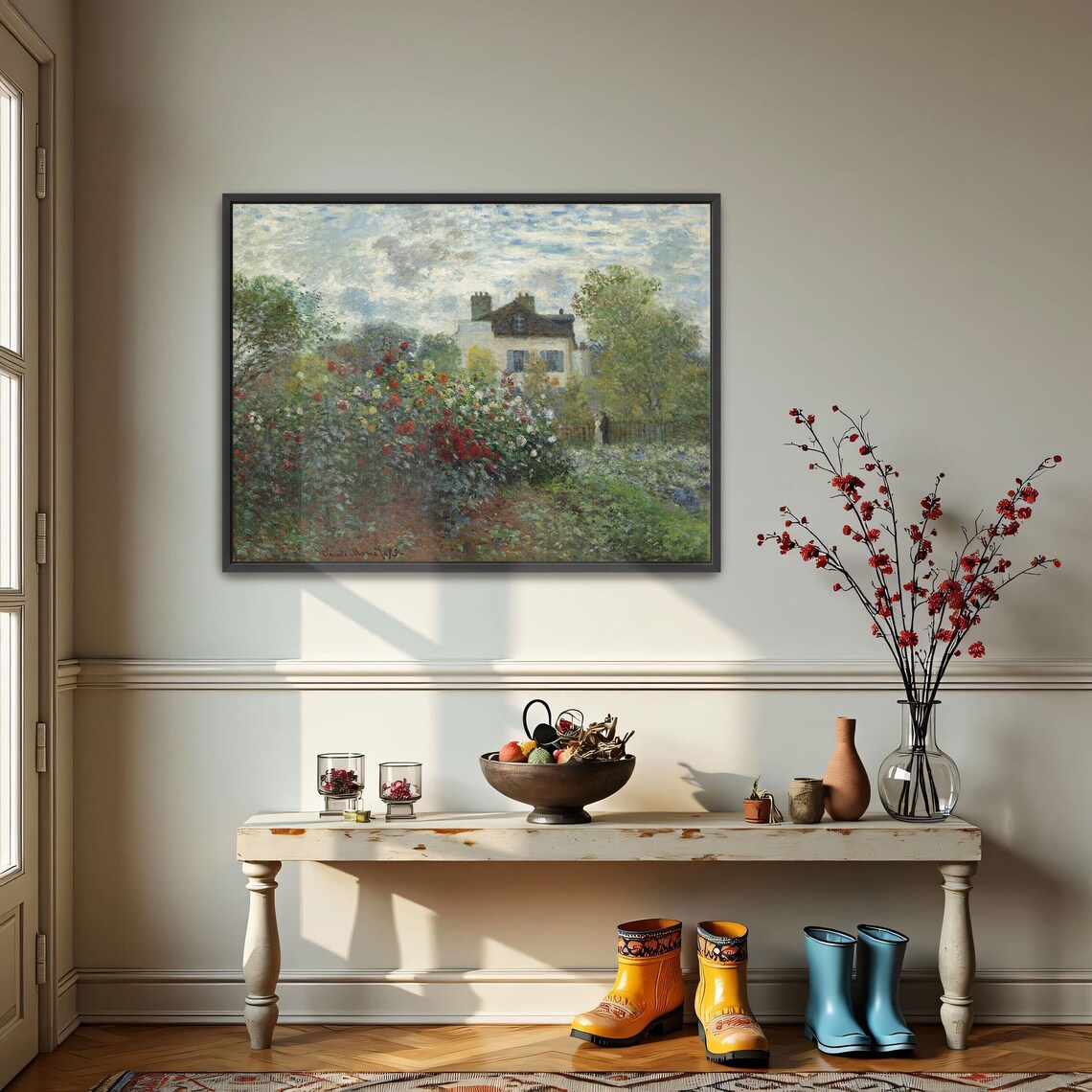 Claude Monet 1873 Garden With Dahlias Impressionist Art Poster - Image 3