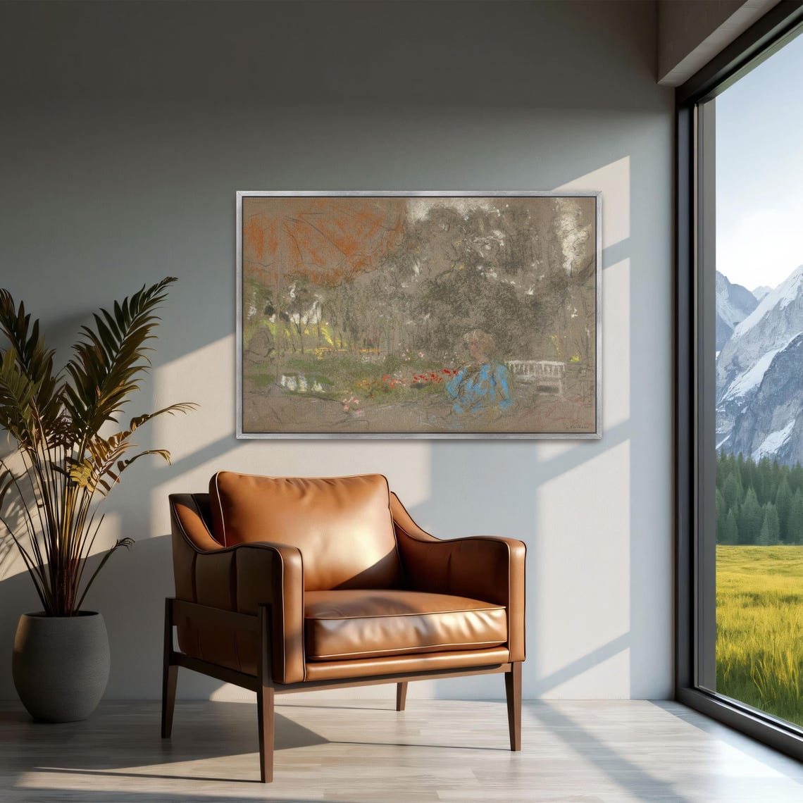 Woman Seated in an Autumn Garden Soft Pastel Portrait Poster - Image 3