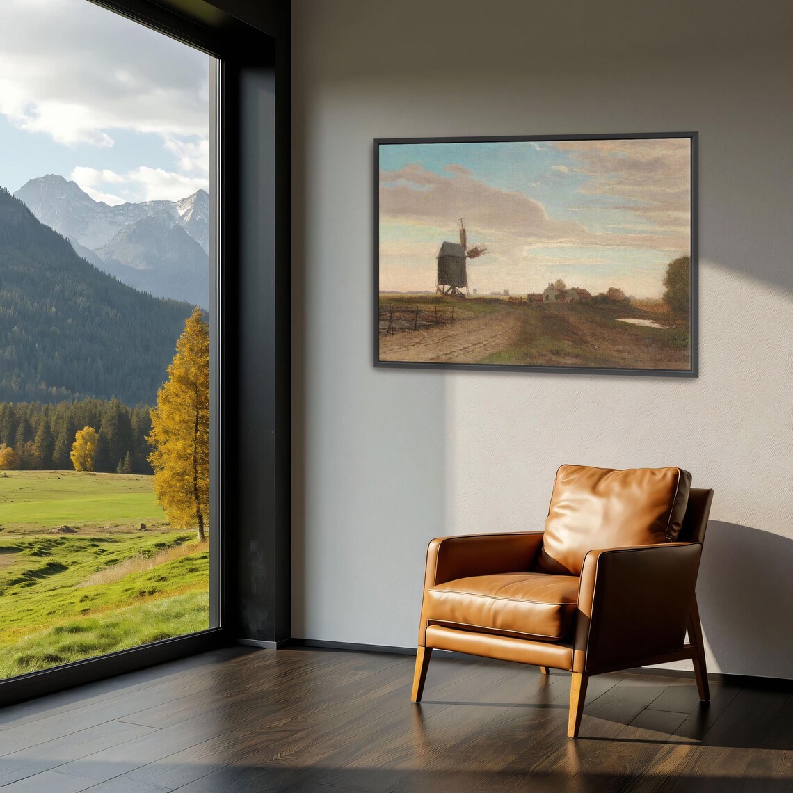 Dutch Windmill On A Country Road Under A Soft Morning Sky Poster - Image 3