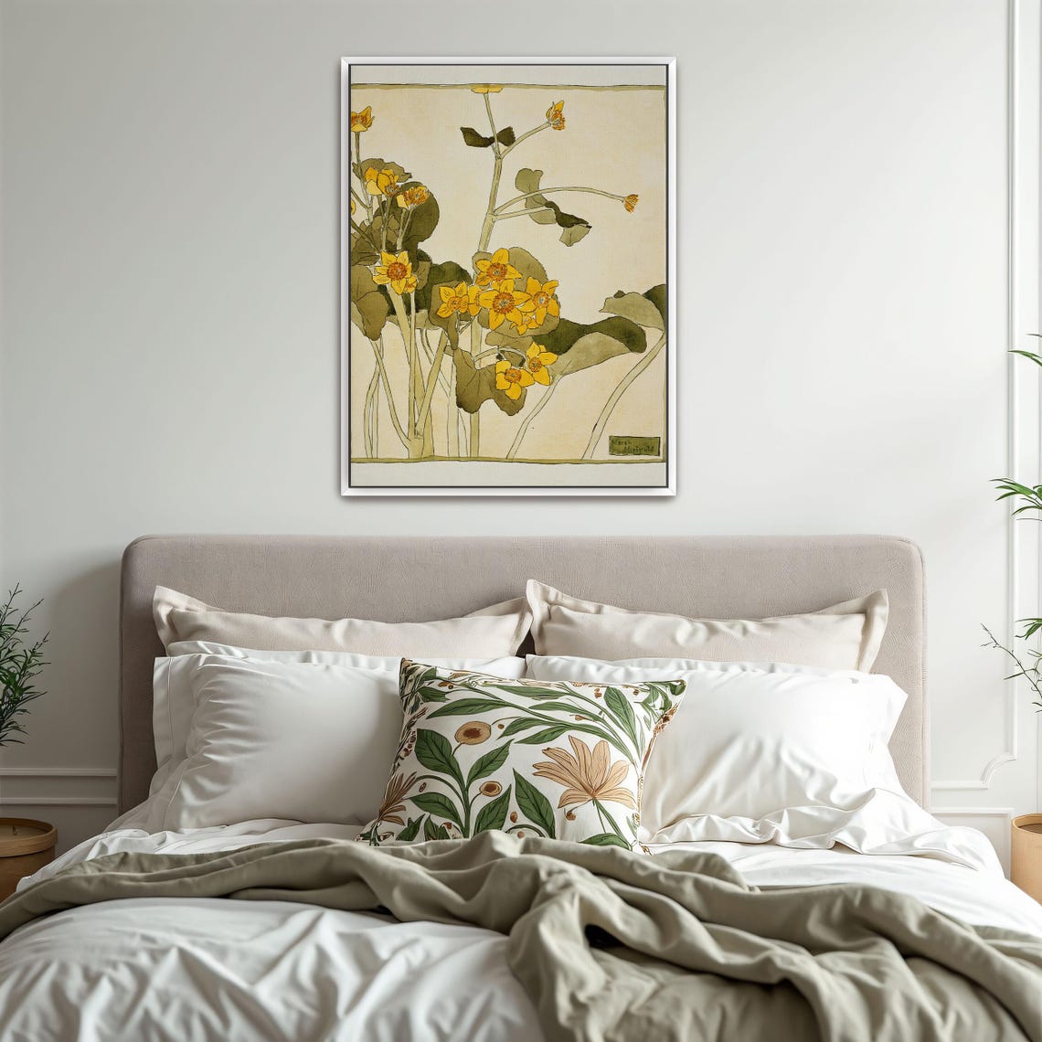 Golden Marsh Marigold Botanical Art Nouveau Style Flower Poster - Image 3