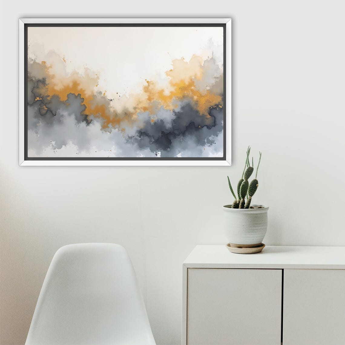 Explosive Gold And Charcoal Ink Burst Watercolor Abstract Poster - Image 2
