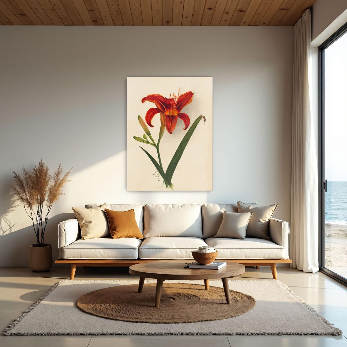 Fiery Orange Daylily Vintage Botanical Illustration Flower Poster - Image 2