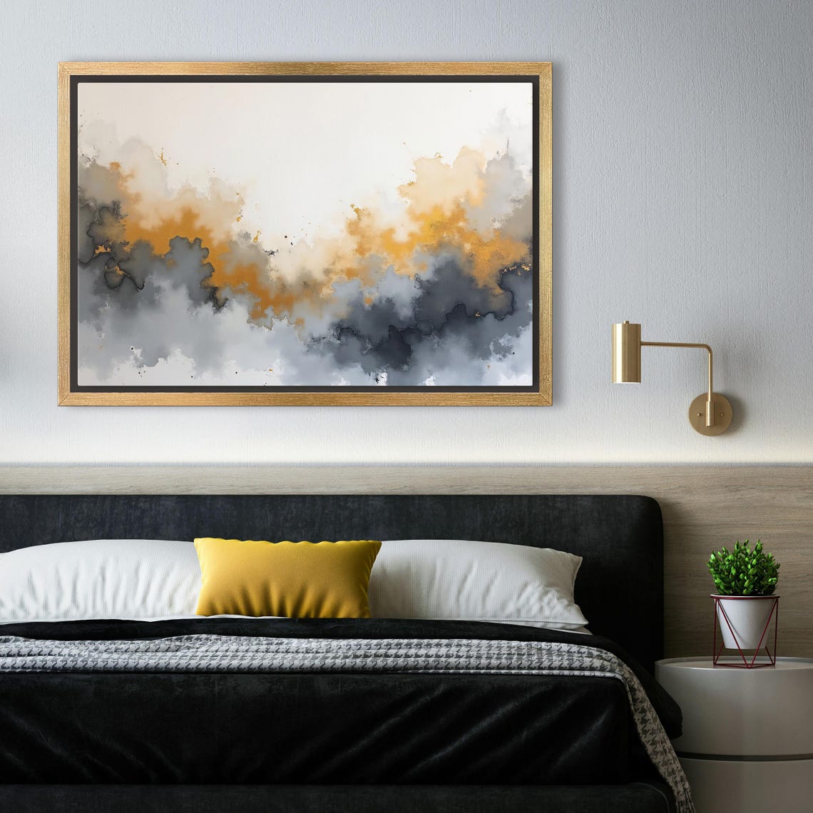 Explosive Gold And Charcoal Ink Burst Watercolor Abstract Poster - Image 4