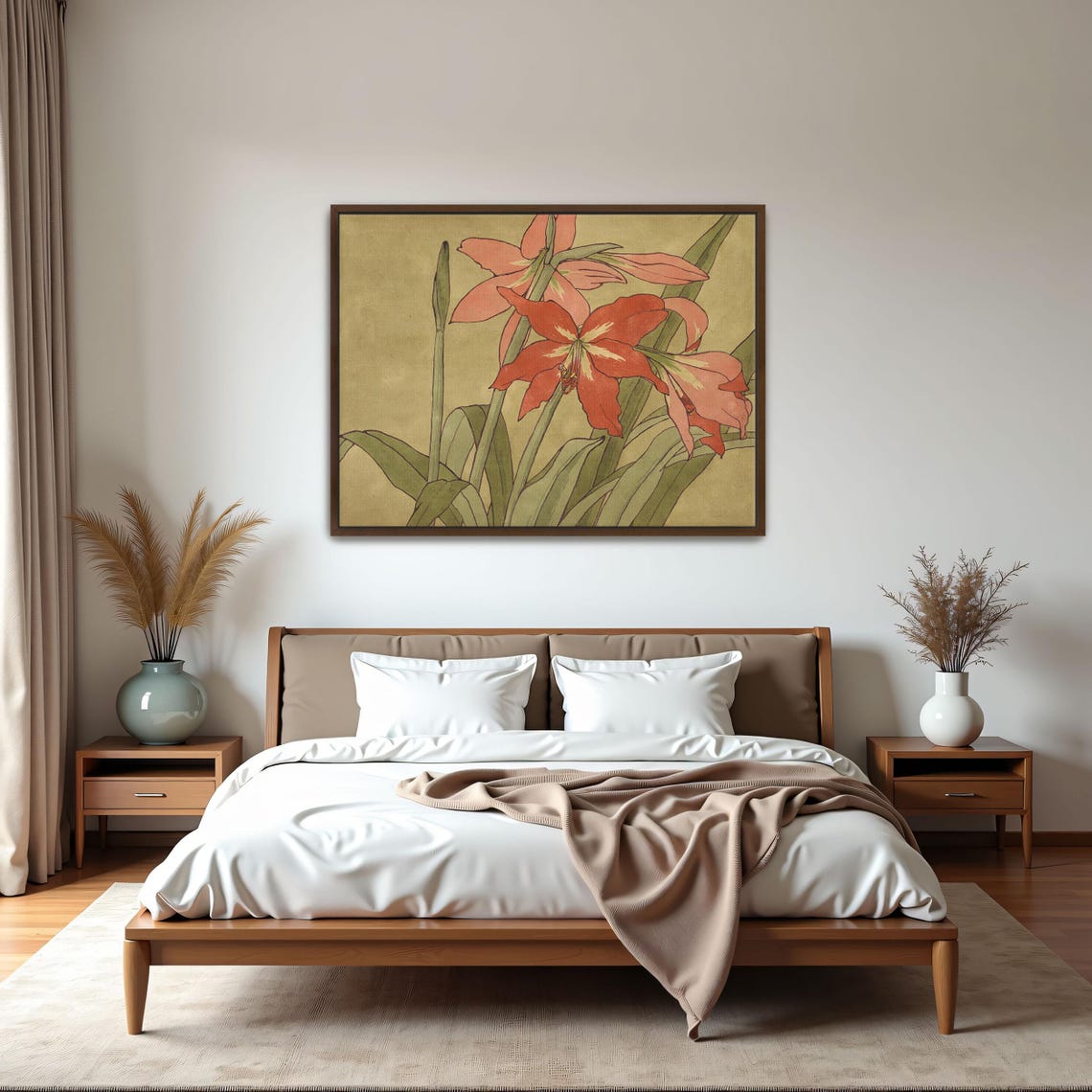 Red Amaryllis Blossoms Art Nouveau Floral Botanical Wall Poster - Image 6