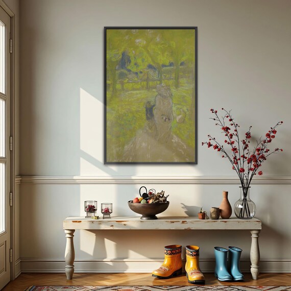 Woman And Child In Sunlit Garden Impressionist Painting Art Poster