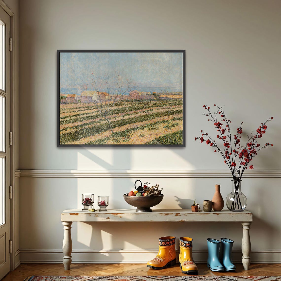 Vineyard Field Rows with a Lone Tree Countryside Landscape Poster - Image 2