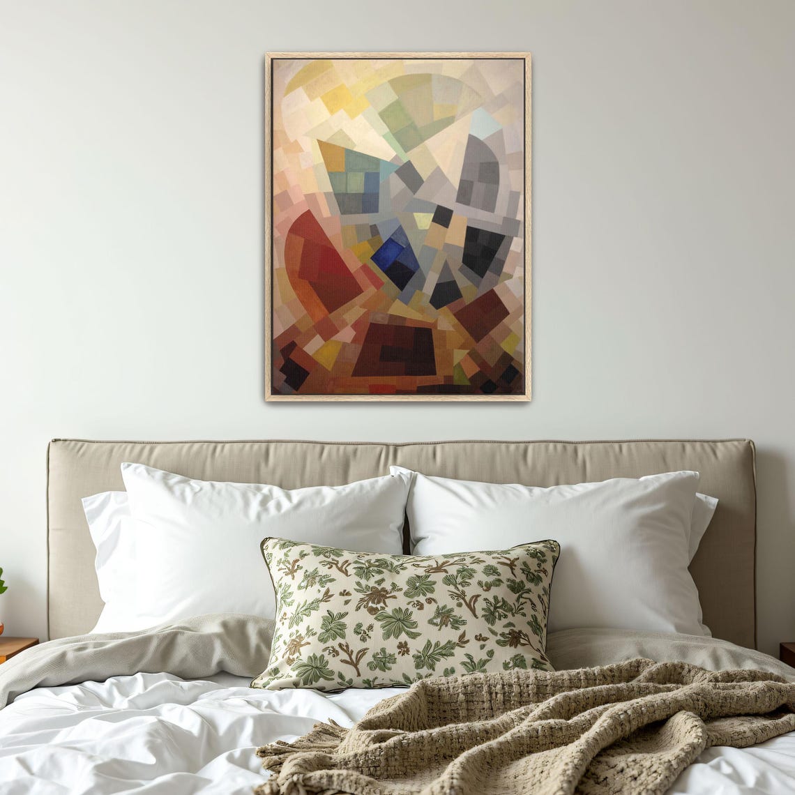 Framed Wall Art Of Abstract Geometric Art With Various Colors Geometric Fine Art Print Beige And Gray Bedroom Art Geometric Decor - Image 5