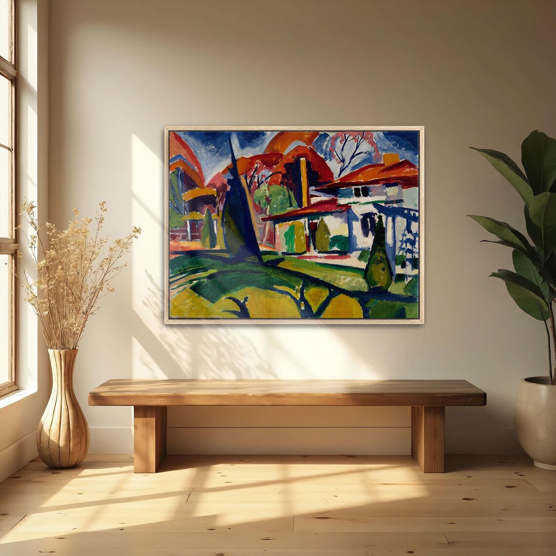 Fauvist Bold Red Roof Houses Among Green Trees Landscape Poster - Image 4