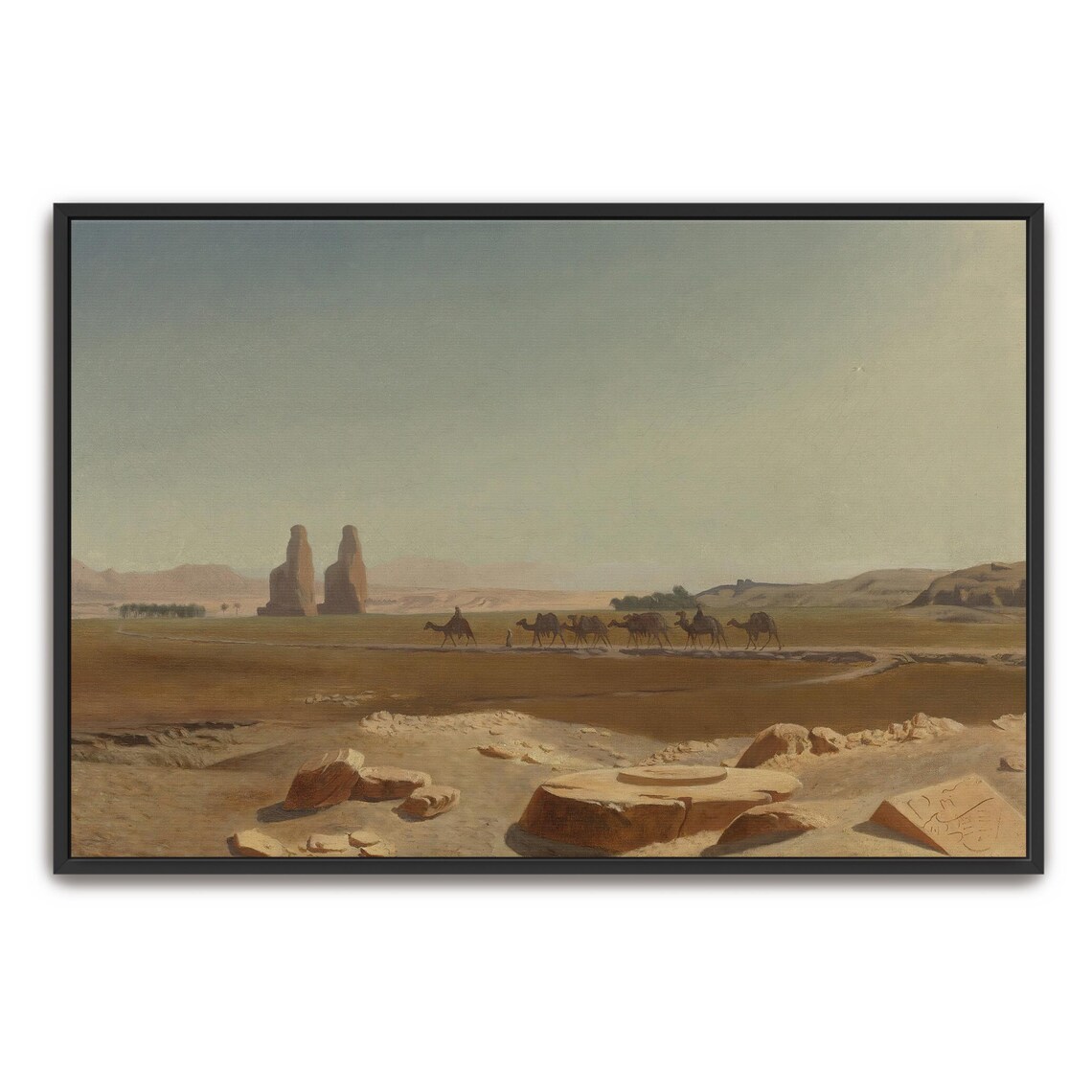 Camel Caravan Passing The Colossi Of Memnon In Ancient Egypt Poster
