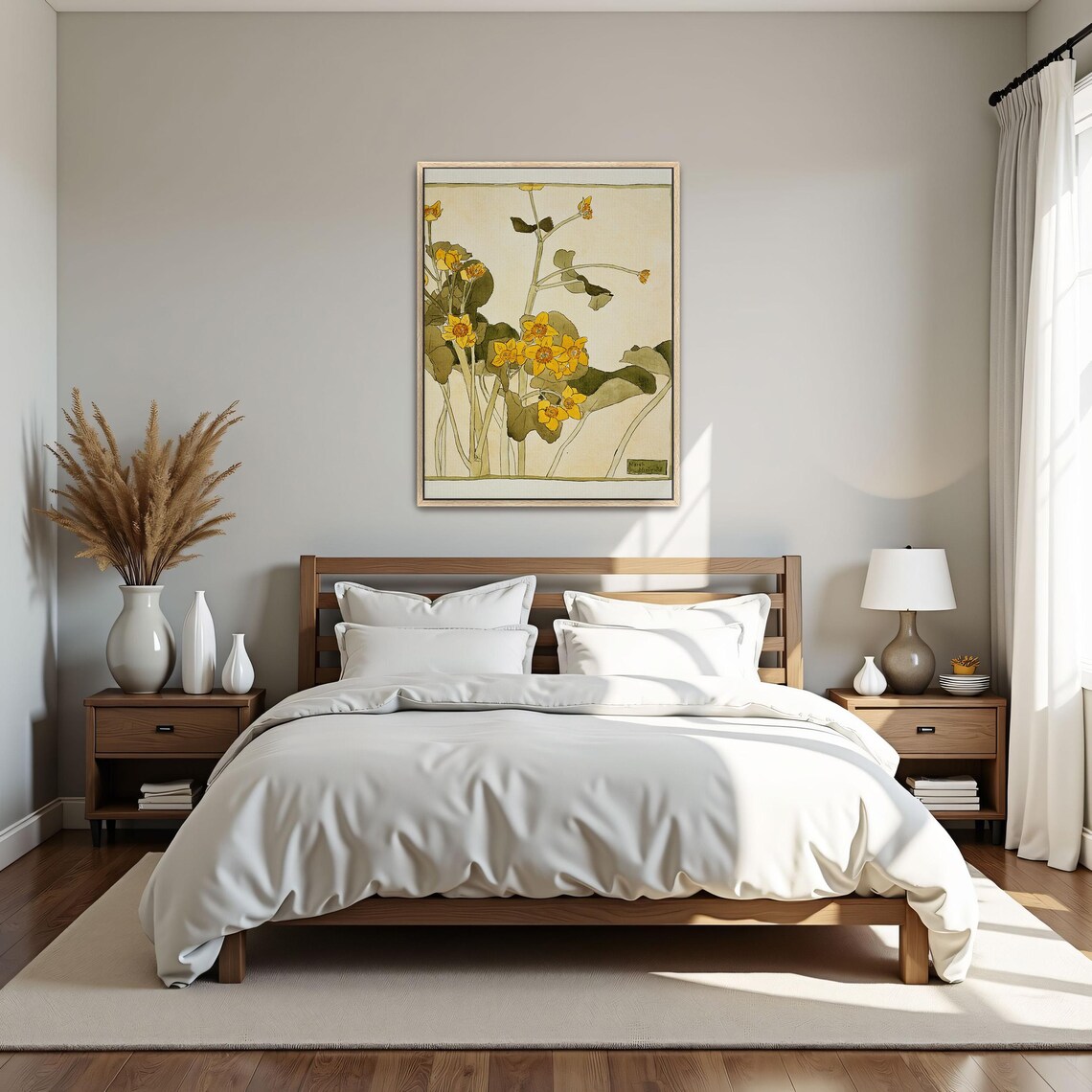 Golden Marsh Marigold Botanical Art Nouveau Style Flower Poster - Image 5