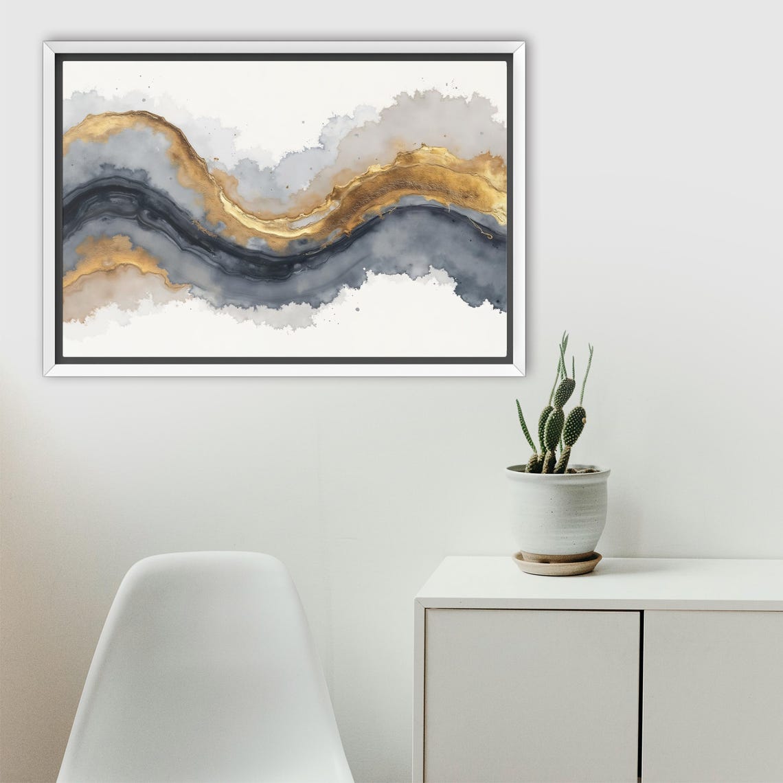 Gold Crested Indigo Hills Rolling Across A Pale Grey Sky Poster - Image 2