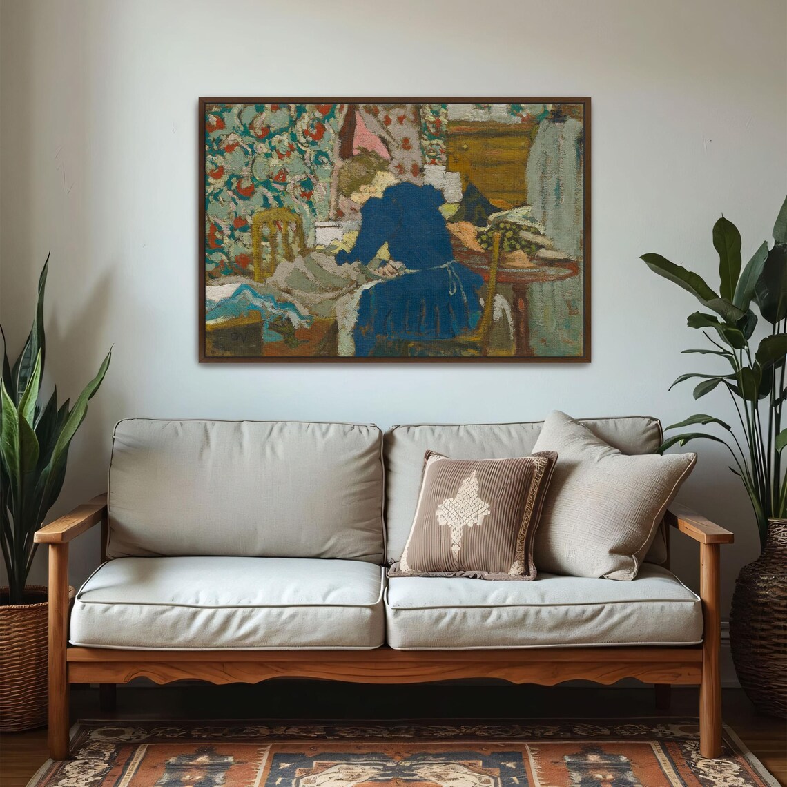 Woman in Blue Dress Interior Vintage Impressionist Art Poster - Image 6