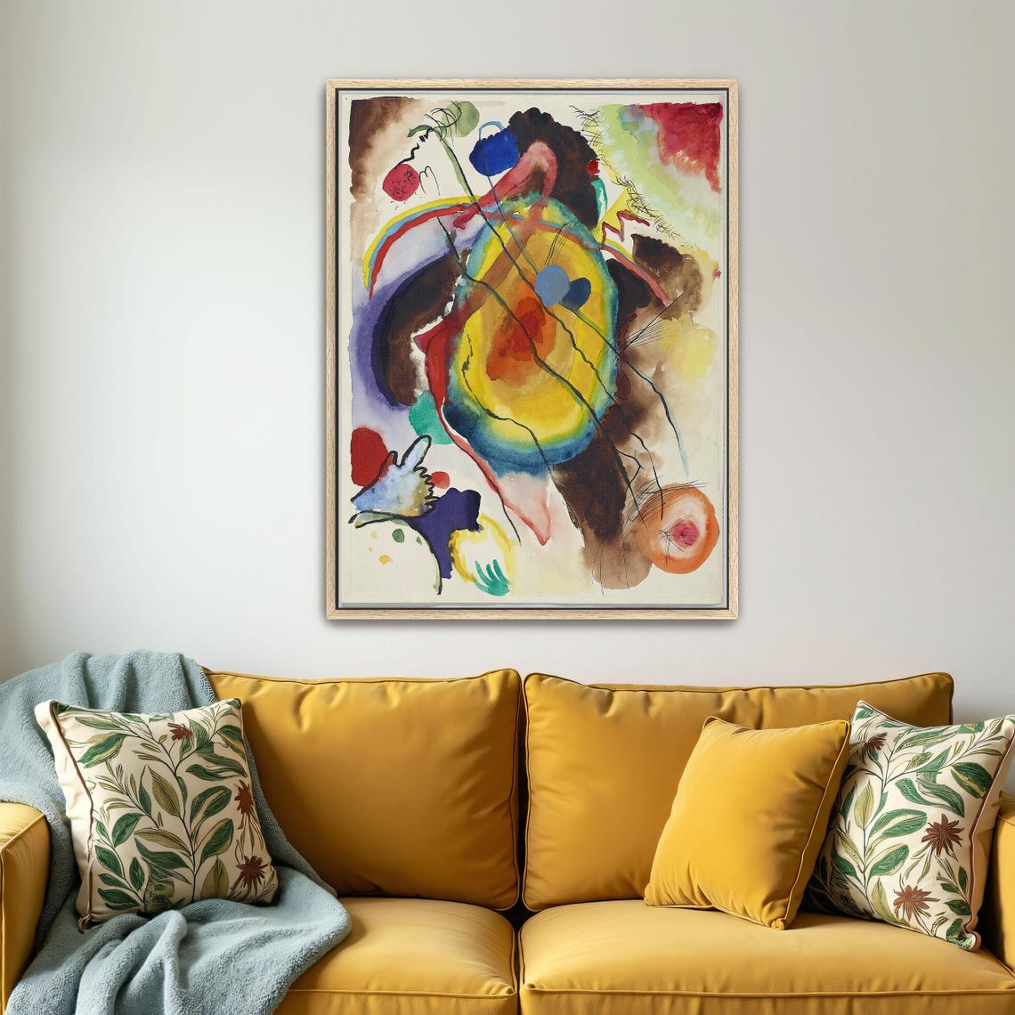 Bold Abstract Watercolor Swirls in Red Yellow Blue Art Poster - Image 5