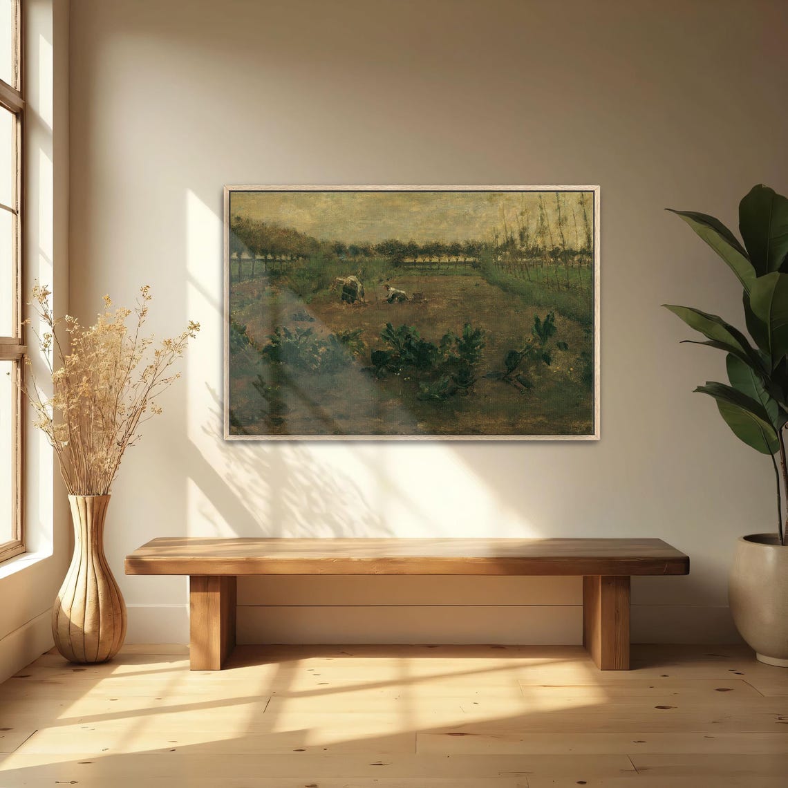 Two Figures Working Field Harvest Rural Landscape Art Poster - Image 5