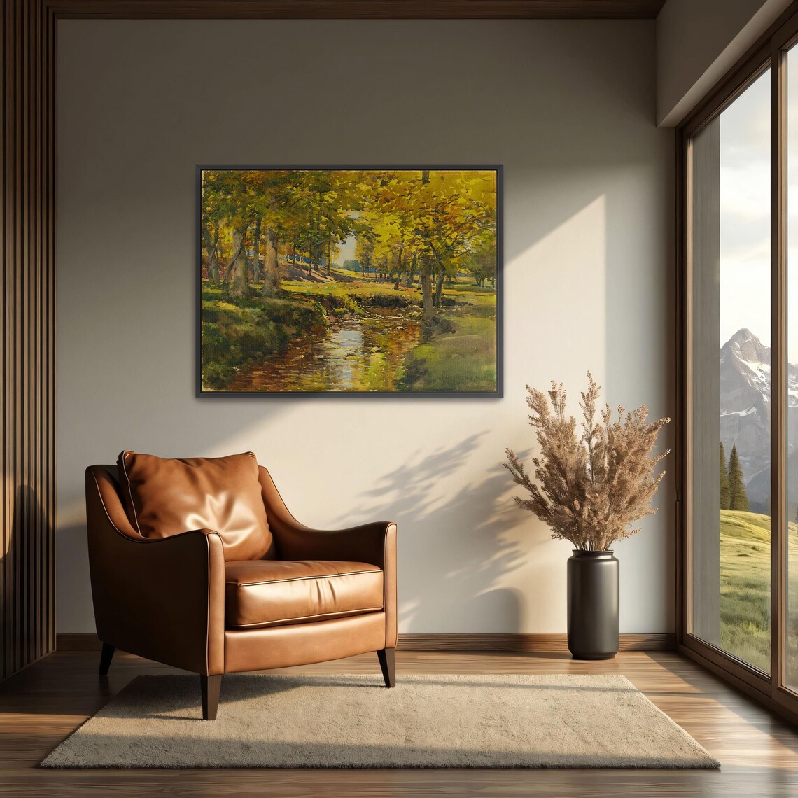 Autumn Stream Flowing Through Golden Fall Woods Landscape Poster - Image 3